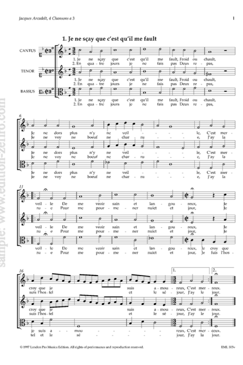 Jacques Arcadelt : Four Chansons à3 (viols)