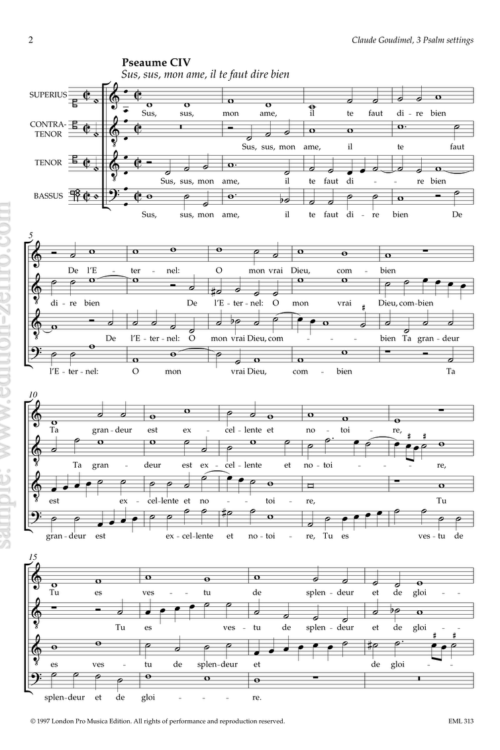 Claude Goudimel - Three Psalm Settings à4