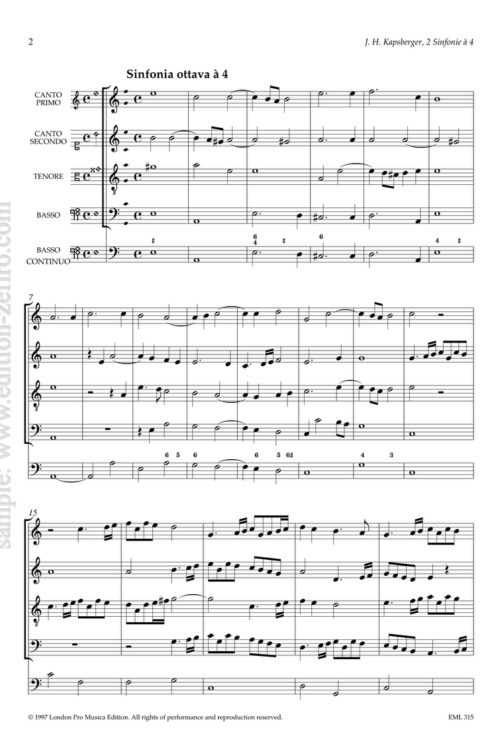 Johann Hieronymus Kapsberger - Two Sinfonie à4