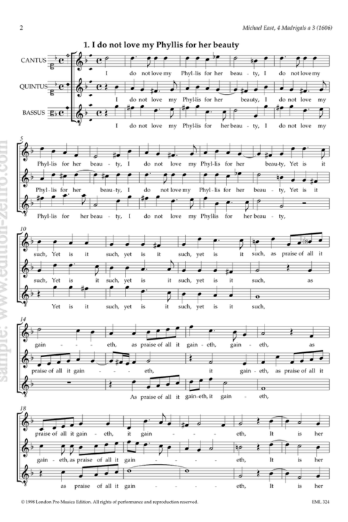 Michael East : Four Madrigals à3