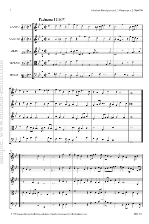 Borchgrevinck: Two Pavans à5 (viols)