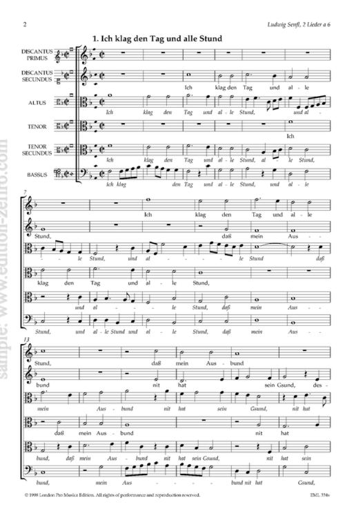 Ludwig Senfl : Two Lieder à6 (viols)