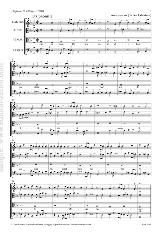 Da pacem (5 settings) (viols)