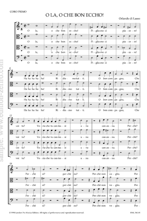 Roland de Lassus : O la che bon echo (viols)