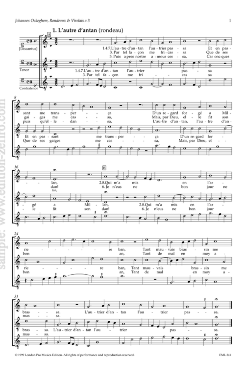 Five Rondeaux à3 : Johannes Ockeghem