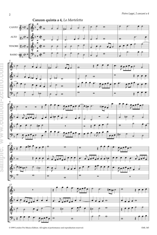 Pietro Lappi : Two canzoni à4