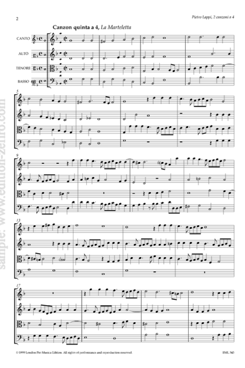 Pietro Lappi : Two canzoni à4 (viols)