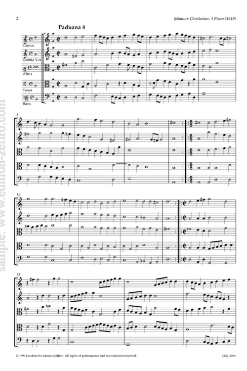 Johannes Christenius : Four Pieces à5 (viols)