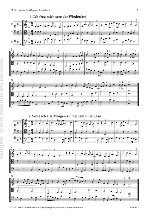 Eleven Pieces from The Glogauer Liederbuch (viols)