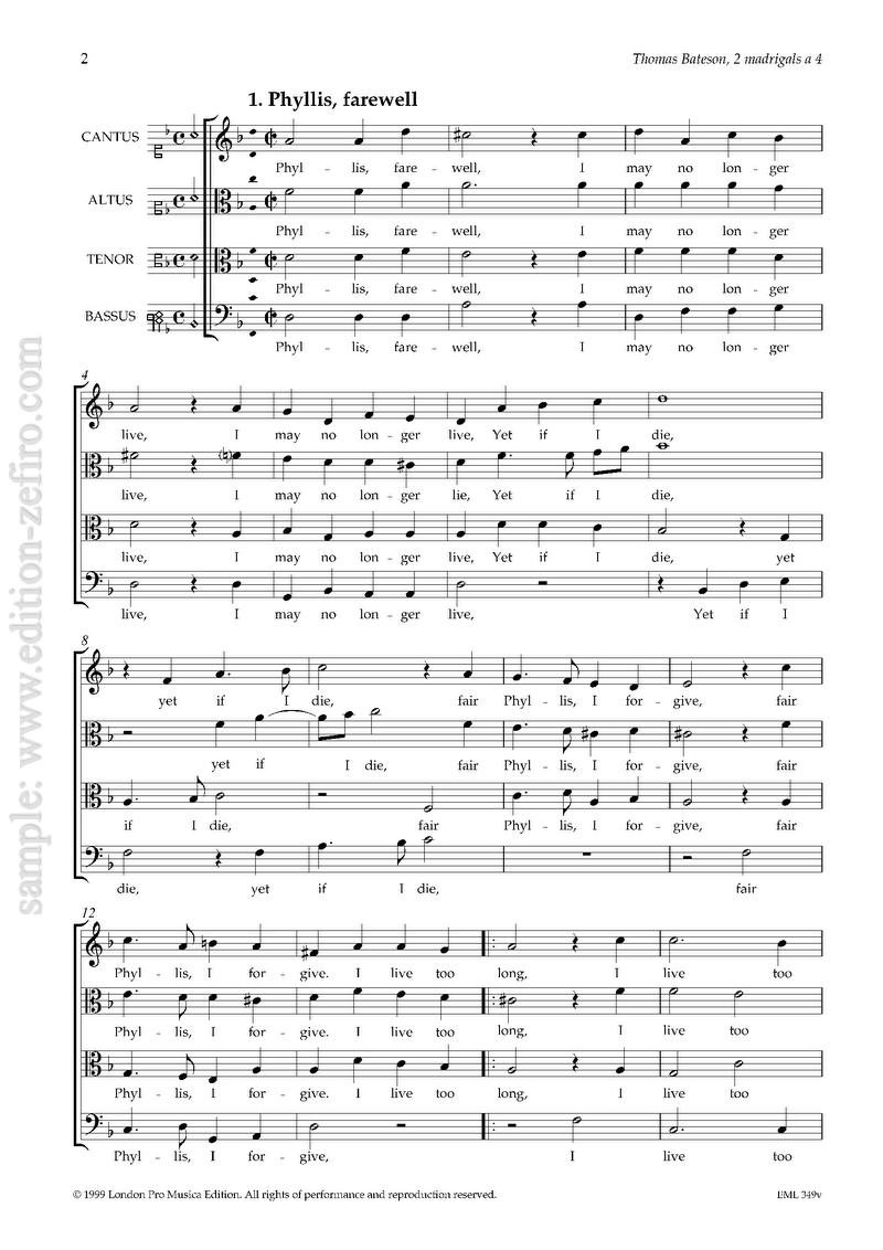 Thomas Bateson : Two Madrigals à4 (viols)