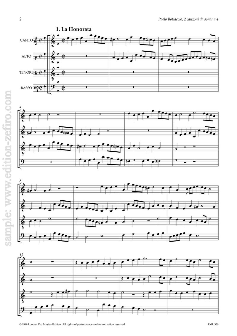 Paulo Bottaccio : Two canzoni à4