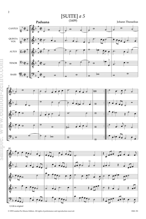 Johann Thesselius : Suite à5 (1609)