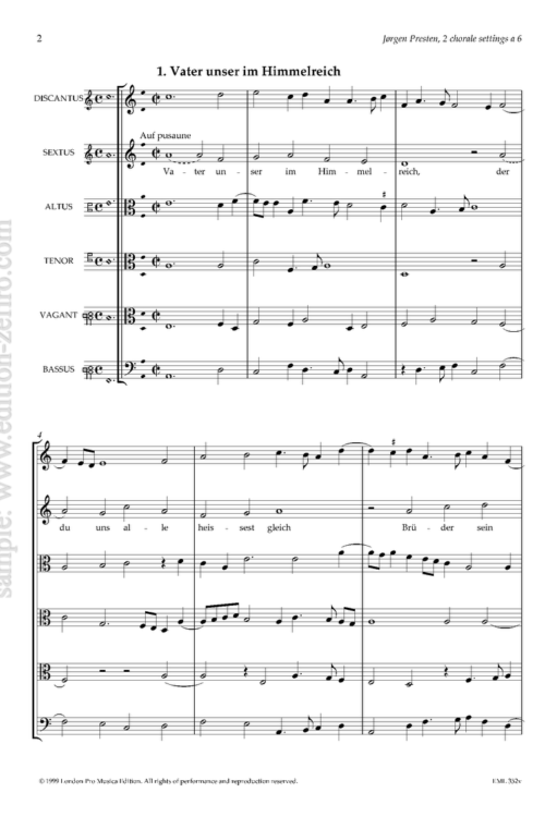 Jørgen Presten : Two Chorales à6 (viols)
