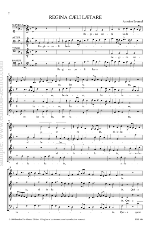 Antoine Brumel : Regina caeli laetare à4
