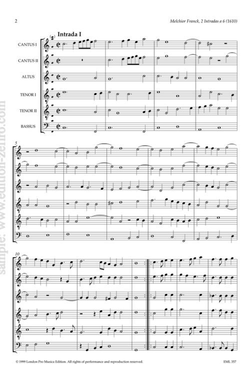 Melchior Franck : Three Intradas à6