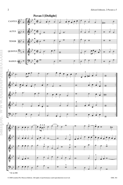 Edward Johnson : Two Pavans à5
