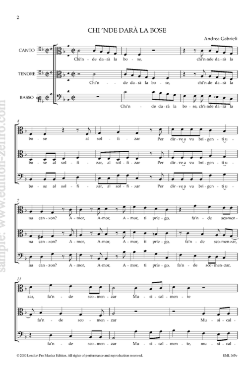 Andrea Gabrieli : Chi'nde dara le bose à3 (viols)