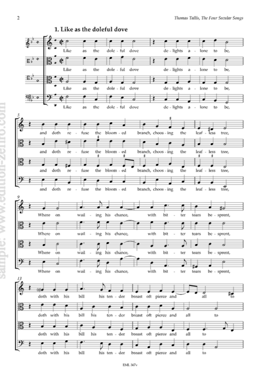 Thomas Tallis : The Four Secular Songs à4 (viols)