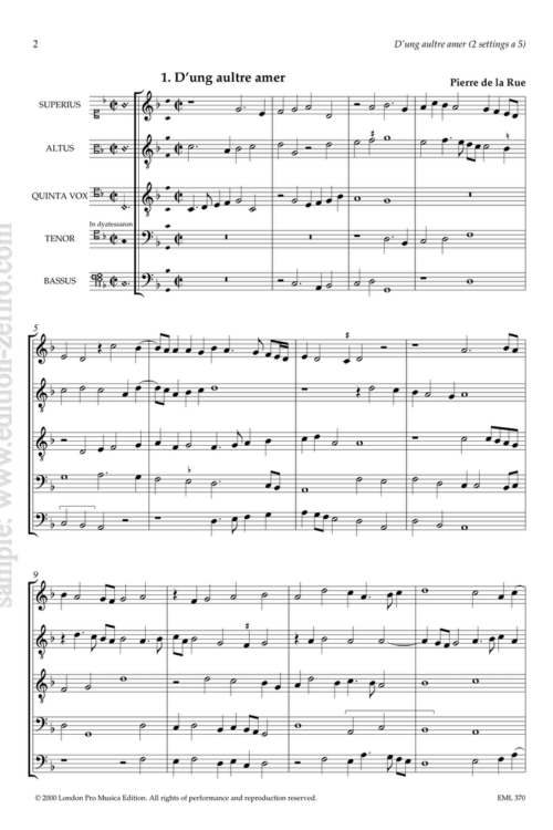 D'ung aultre amer à5 (versions by Pierre de la Rue and Johannes Le Brun)