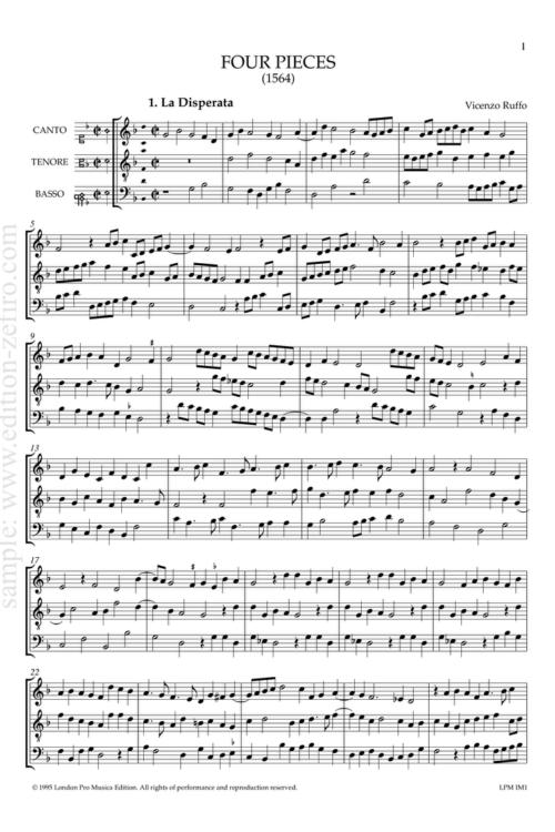 Four Pieces from Capricci in Musica (1564) : Vincenzo Ruffo