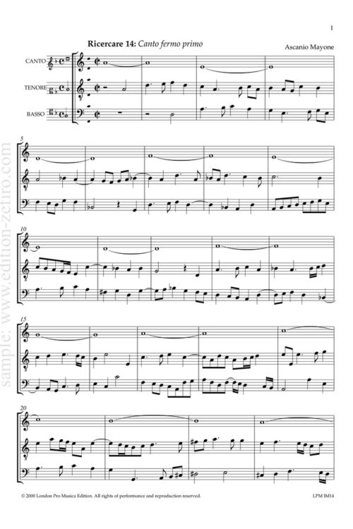 Three Ricercare - Ascanio Mayone