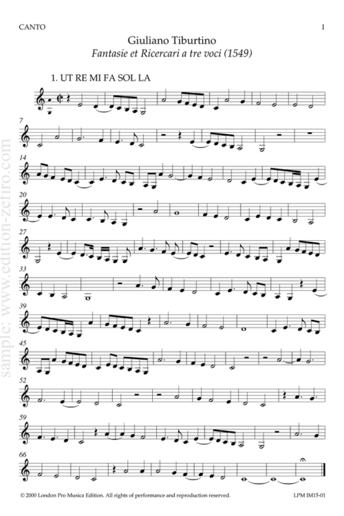 Giuliano Tiburtino - Fantasie et Ricercari a tre voci - 1549 parts for viols