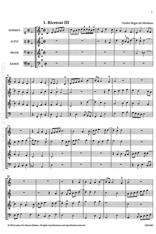 Giulio Segni - Four ricercari à4
