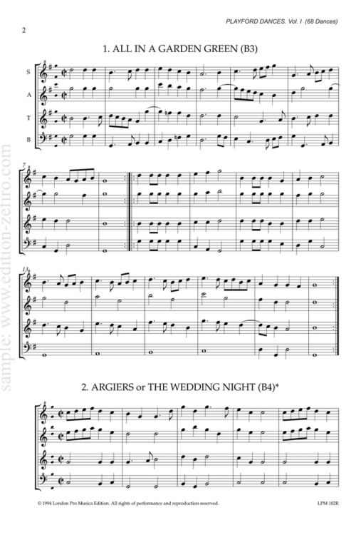 Playford Dances à4, volume 1
