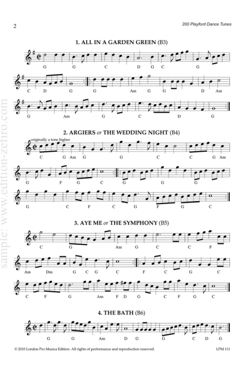 200 Playford Dance Tunes with chord symbols
