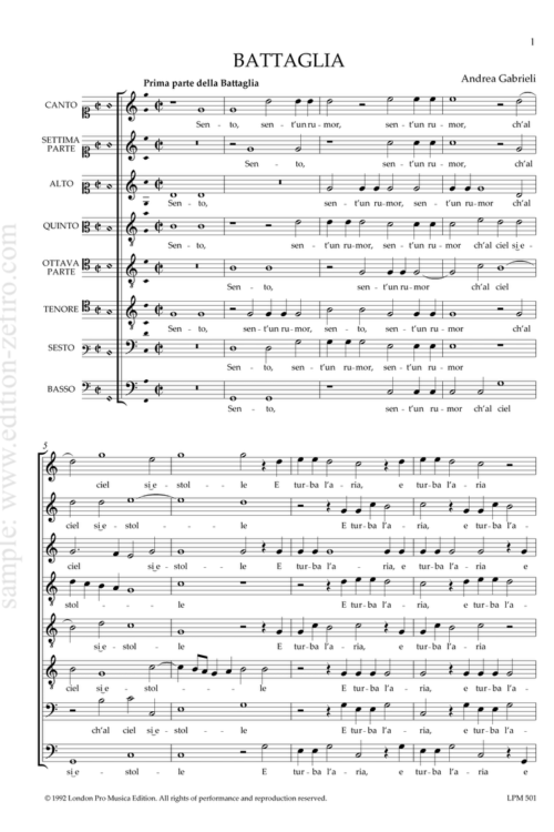 Battalgia by Andrea Gabrieli - score and parts
