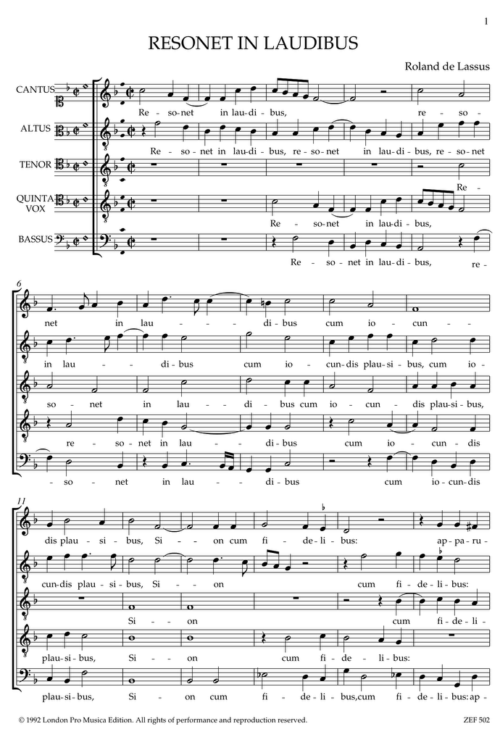 Resonet in Laudibus : Roland de Lassus