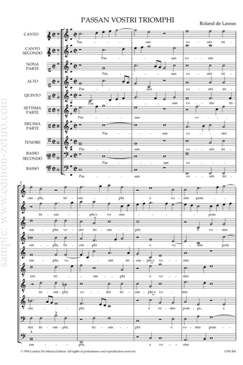 Passan Vostri Triomphi : Roland de Lassus