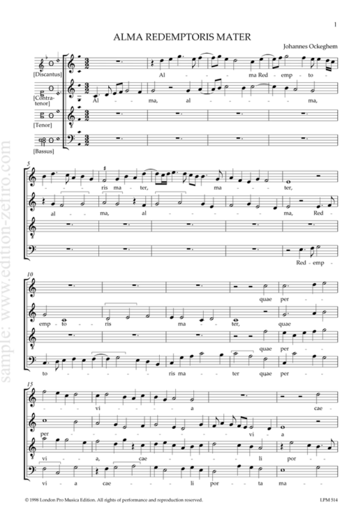 Alma Redemptoris Mater : Johannes Ockeghem