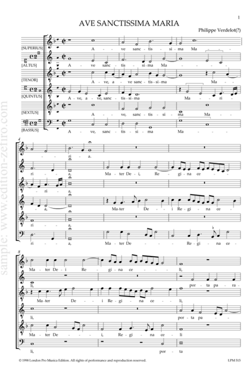 Ave sanctissima : Phillipe Verdelot