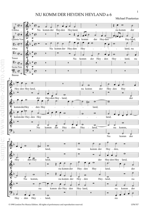 Nu komm der Heiden Heiland : Michael Praetorius
