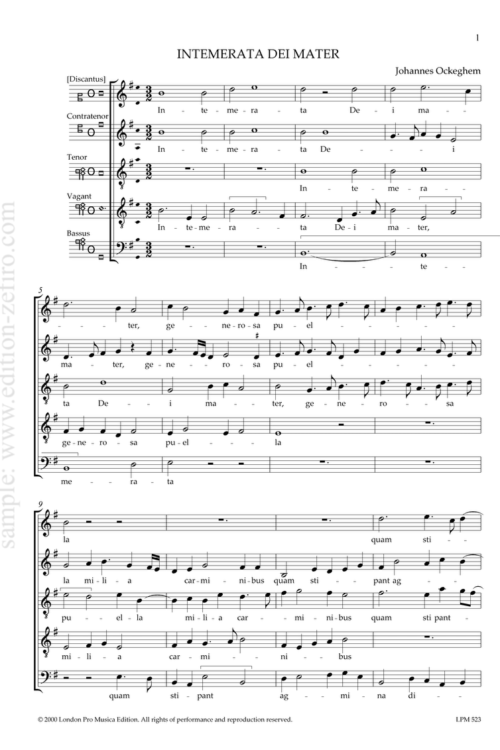 Intemerata Mater : Johannes Ockeghem