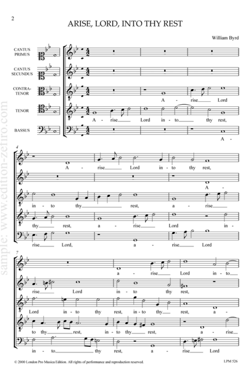 Arise, Lord, Into Thy Rest : William Byrd