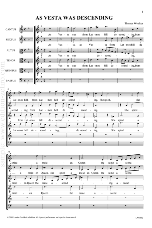 As Vesta was descending : Thomas Weelkes