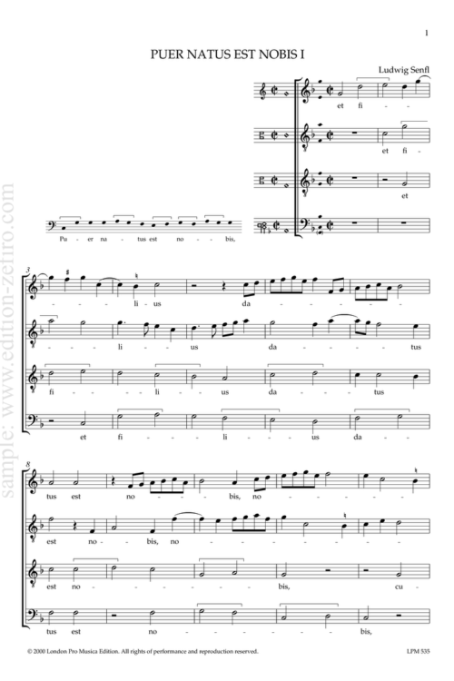 Puer natus est nobis - 2 settings : Ludwig Senfl and Sixtus Dietrich