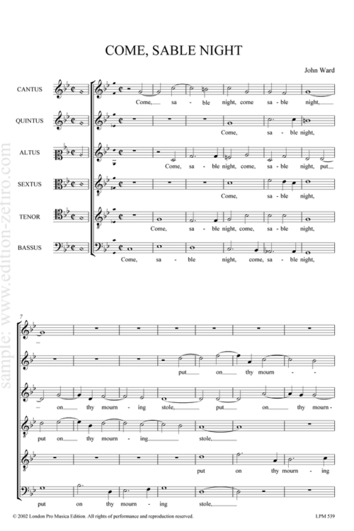 Come, sable night : John Ward