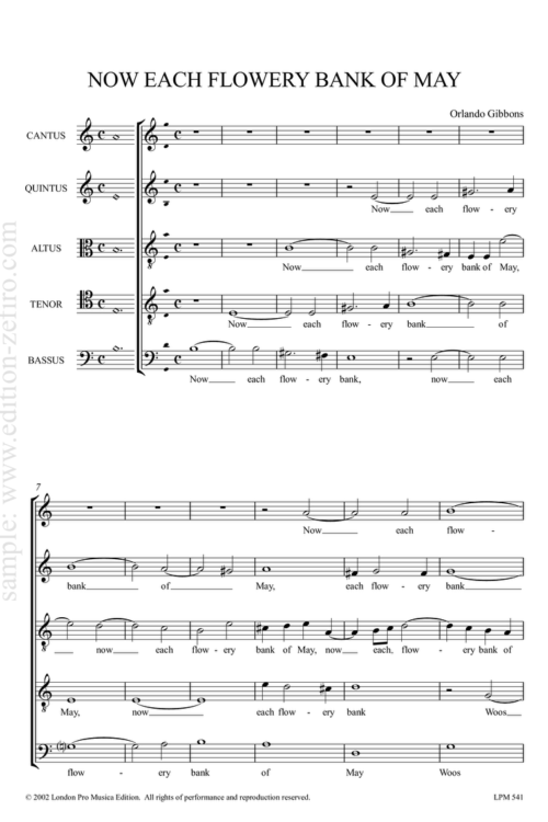 Now each flowery bank of May : Orlando Gibbons