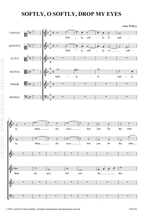 Softly, o softly drop my eyes : John Wilbye