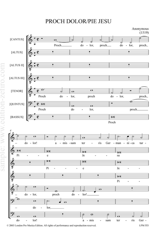 Proch dolor / Pie Jesu : Anon