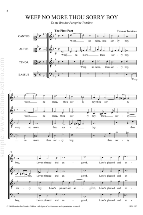 Weep no more, thou sorry boy : Thomas Tomkins