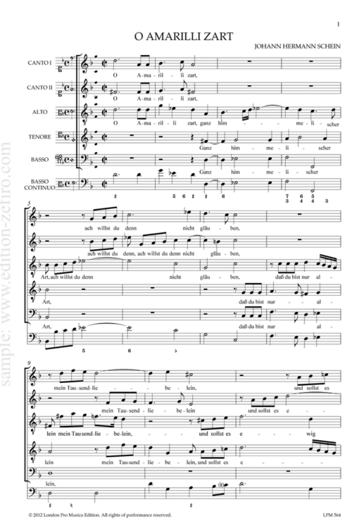 O Amarilli zart : Johann Hermann Schein