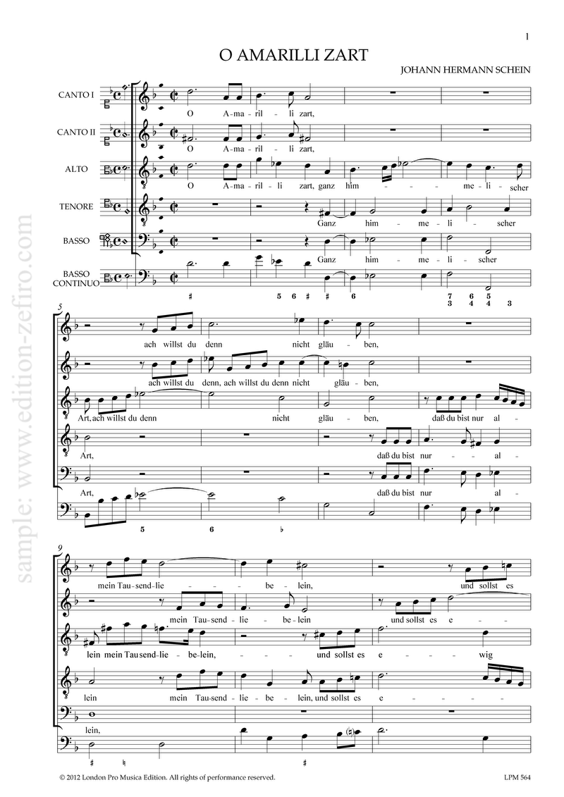 O Amarilli zart : Johann Hermann Schein