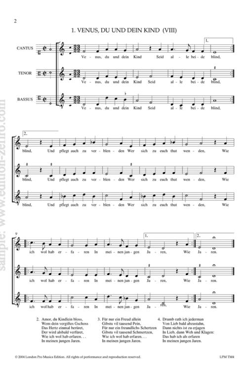 Jacob Regnart - 10 Lieder in villanella style