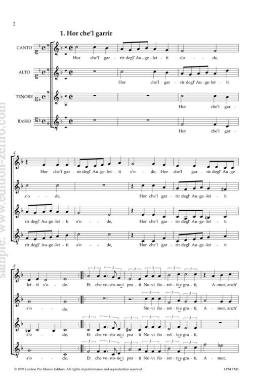 Orazio Vecchi - Seven Canzonette à4 (1585) for voices or instruments