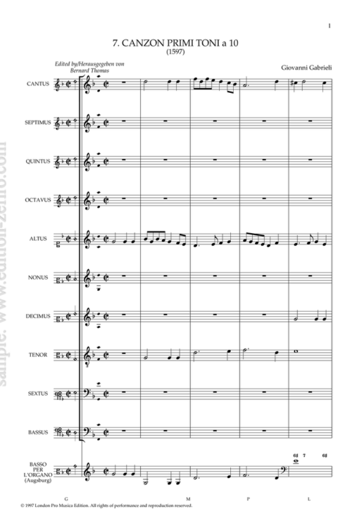 Canzon Prima Toni à10 - Giovanni Gabrieli