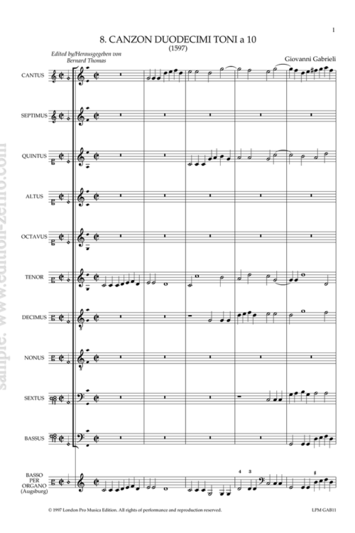 Canzon 12 Toni à10 - Giovanni Gabrieli